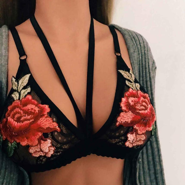 Lace Rose Embroidered Bralette