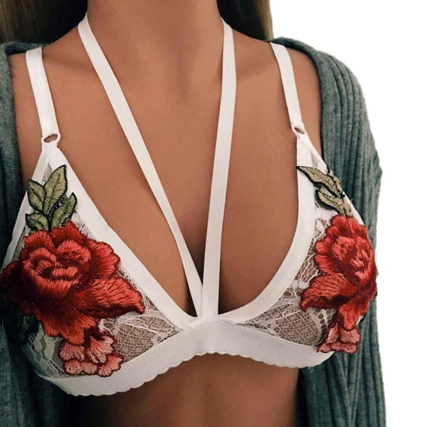 Lace Rose Embroidered Bralette